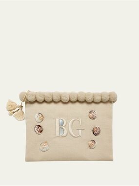 Bergdorf Goodman Exclusive Pouch Shell Pearl Pom-Pom Clutch NYC Limited Edition